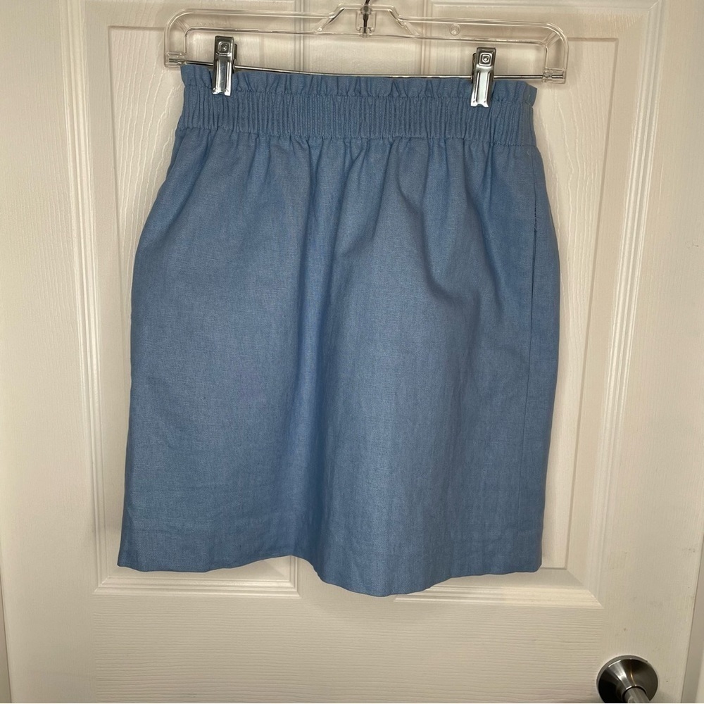 J Crew Linen-Cotton Blend City Skirt in Blue 00